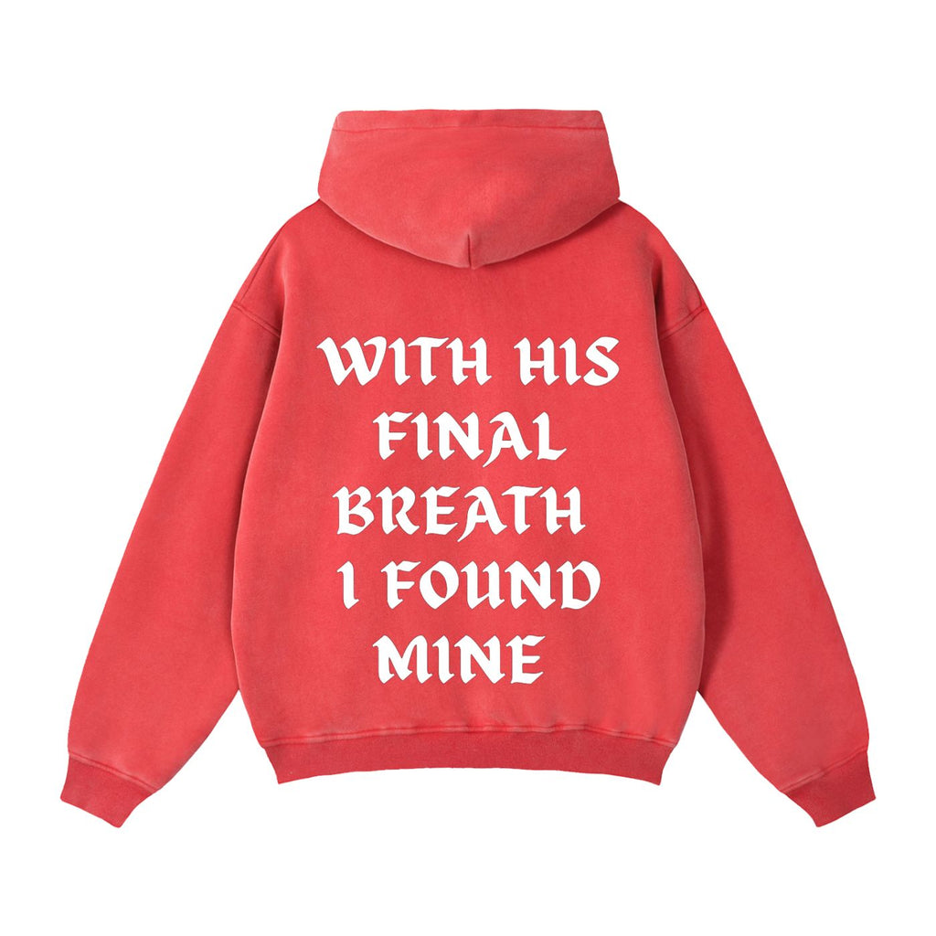 WASHED RED VINTAGE DOUBLE ZIP HOODIE