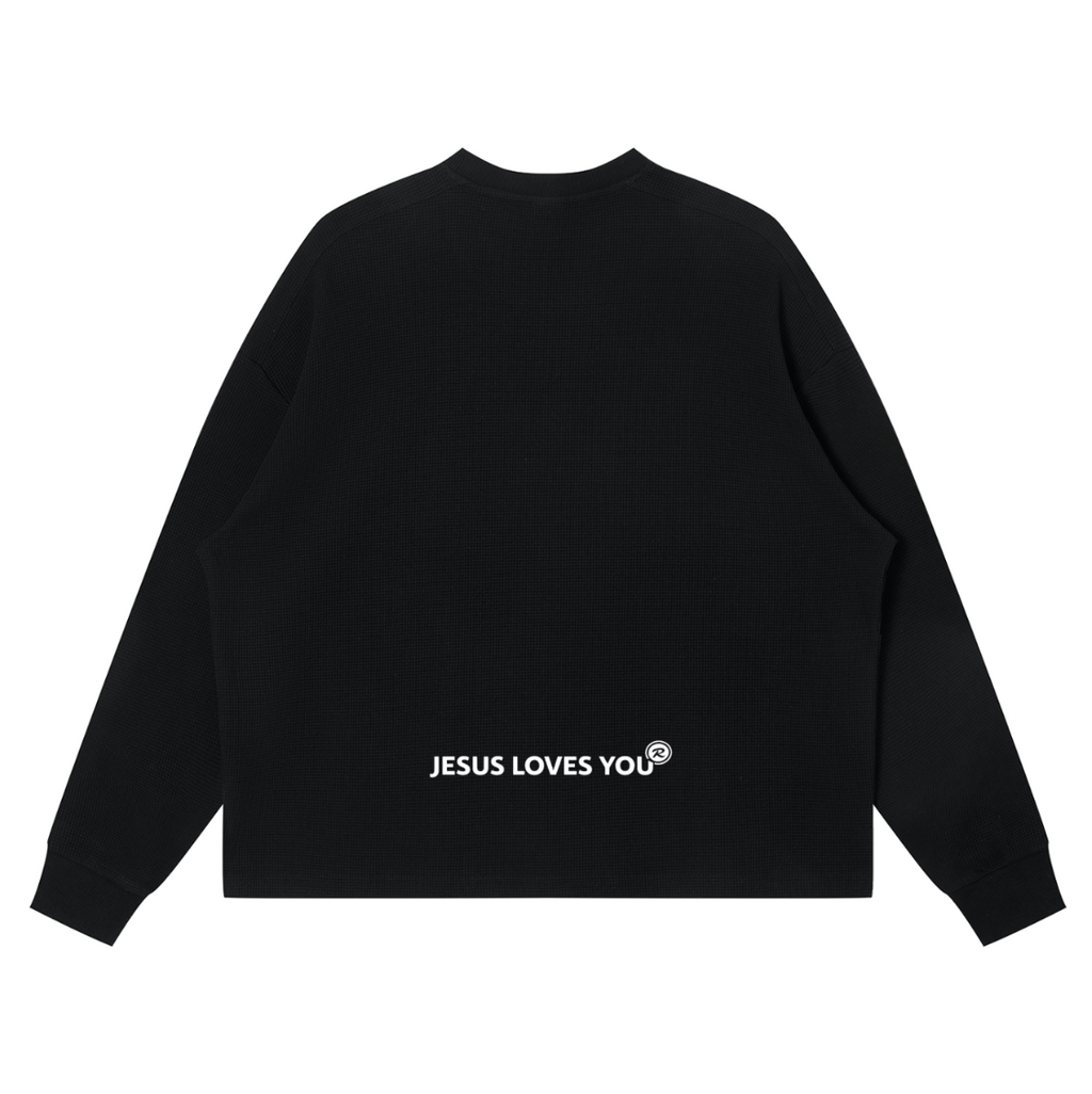 "Jesus Loves You" Waffle Knit Long Sleeve