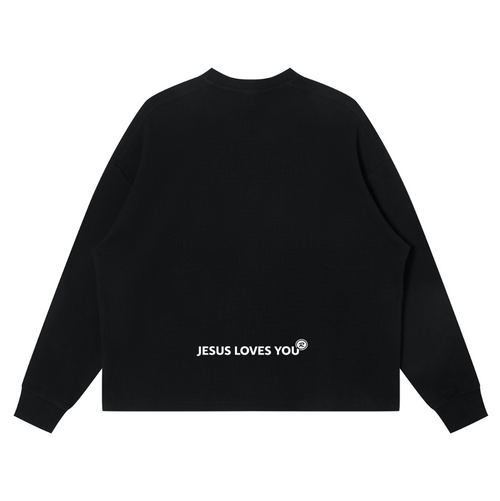 "Jesus Loves You" Waffle Knit Long Sleeve